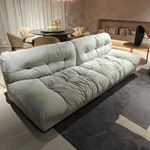 Cloud-Enveloped Lazy Straight Sofa with Handcrafted Button Tufting & Premium Matte Leather Upholstery